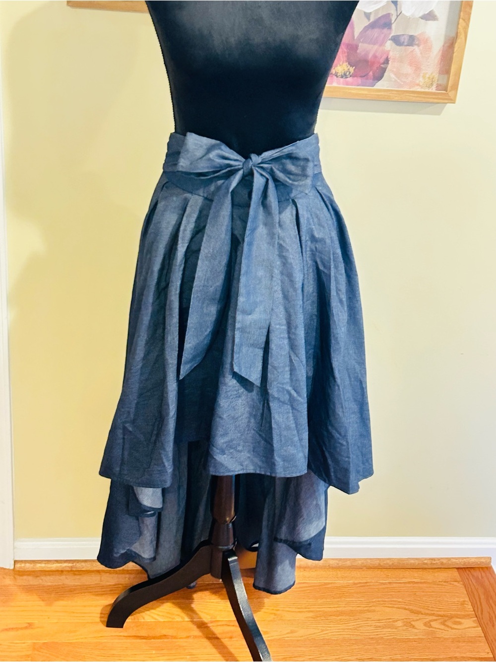 Women's Maxi Skirt in Navy Blue — Elegant Pleated Design